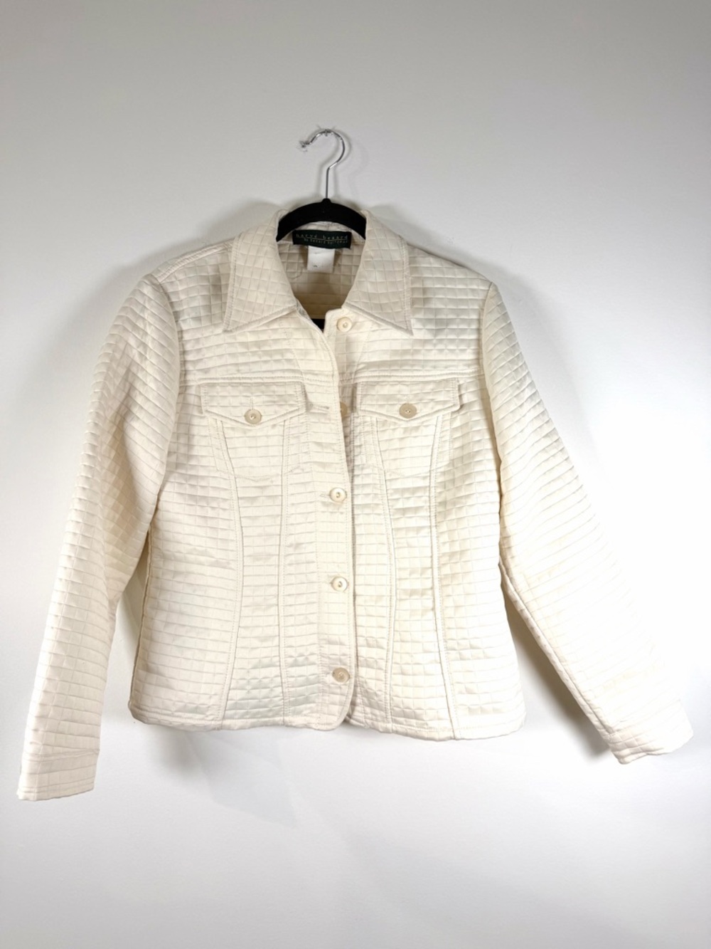 Harve Benard Cream Quilted Button-Front Jacket